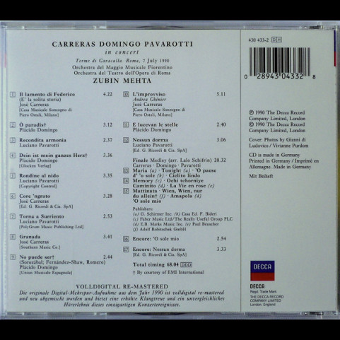 José Carreras · Placido Domingo · Luciano Pavarotti, Zubin Mehta - In Concert [1CD]