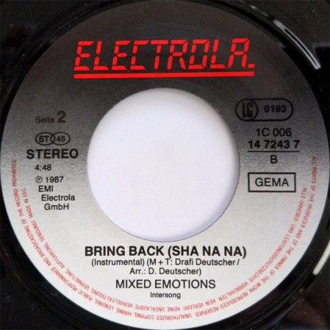 Mixed Emotions - Bring Back (Sha Na Na) (1987) [7"]
