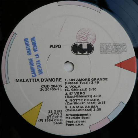 Pupo - Malattia D'Amore (1984) [1LP]