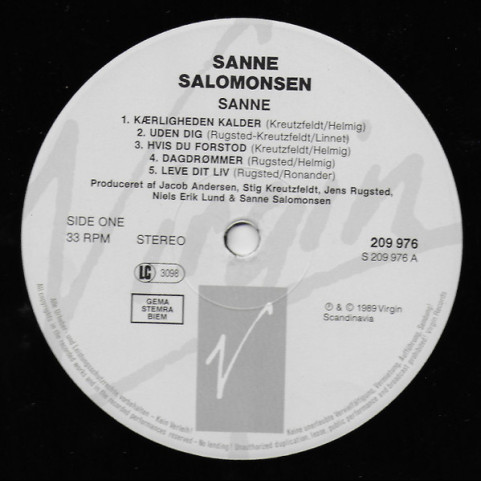 Sanne Salomonsen - Sanne (1989) [1LP]