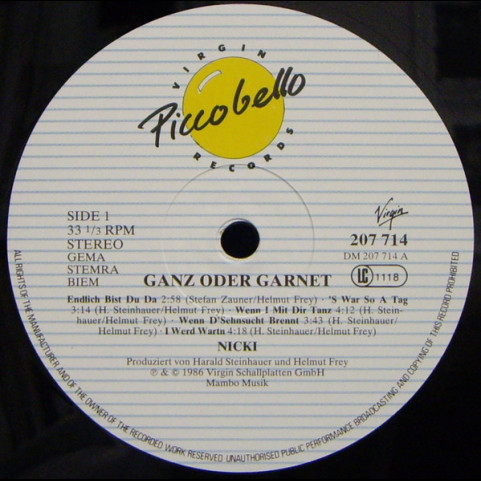 Nicki - Ganz Oder Gar Net (1986) [1LP]