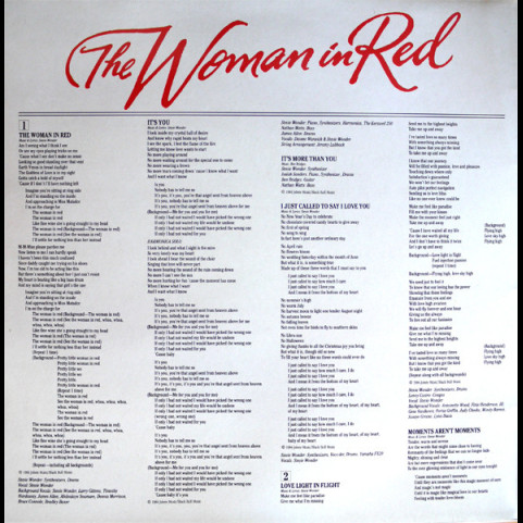 Stevie Wonder - The Woman In Red (Selections From The Original Motion Picture Soundtrack) (1984) [1LP]