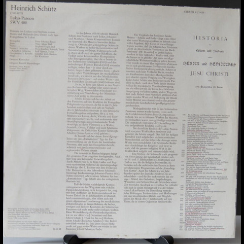Heinrich Schütz - Lukas-Passion (1972) [1LP]
