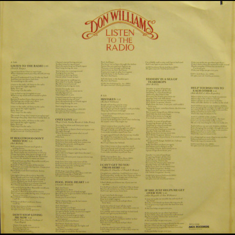 Don Williams (2) - Listen To The Radio (1982) [1LP]