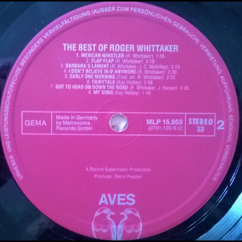 Roger Whittaker - The Best Of Roger Whittaker (1976) [1LP]