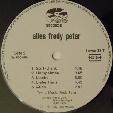 Fredy Peter - Alles (CH- Mundart Version) (1987) [1LP]