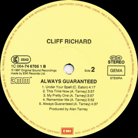 Cliff Richard - Always Guaranteed (1987) [1LP]