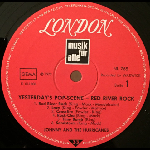Johnny And The Hurricanes - Red River Rock (1973) [1LP]