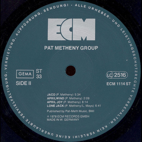 Pat Metheny Group - Pat Metheny Group (1978) [1LP]
