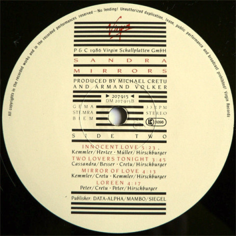 Sandra - Mirrors (1986) [1LP]