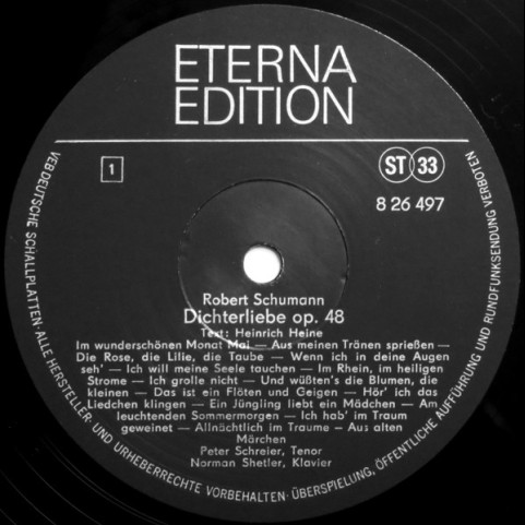 Robert Schumann, Peter Schreier, Norman Shetler - Dichterliebe Op. 48, Liederkreis Op. 24 (1974) [1LP]