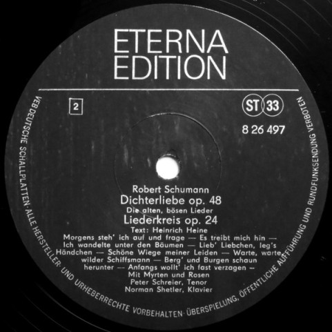 Robert Schumann, Peter Schreier, Norman Shetler - Dichterliebe Op. 48, Liederkreis Op. 24 (1974) [1LP]