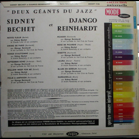 Sidney Bechet Et Django Reinhardt - Deux Géants Du Jazz (1964) [1LP]