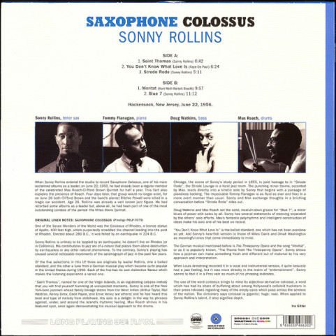 Sonny Rollins - Saxophone Colossus (2019) [1LP] 180g