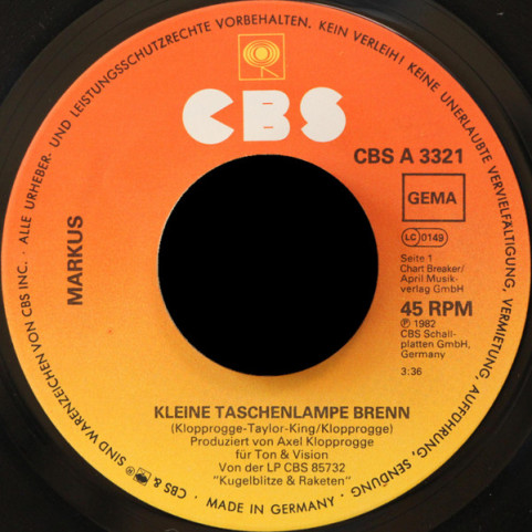 Markus (6) - Kleine Taschenlampe Brenn' (1983) [7"]