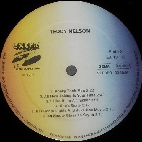 Teddy Nelson - Honky Tonk Man (1987) [1LP]