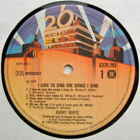 Barry White - I Love To Sing The Songs I Sing (1979) [1LP]