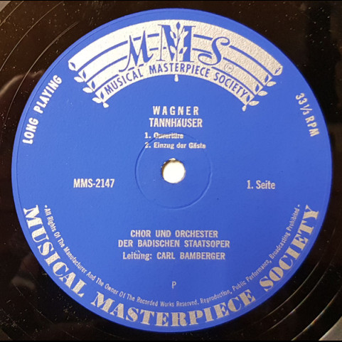 Richard Wagner / Badischer Staatsopernchor Und Orchester Der Badischen Staatsoper, Carl Bamberger - Chöre Und Orchestermusik Aus Götterdämmerung, Der Fliegende Holländer, Tannhäuser (1960) [1LP]
