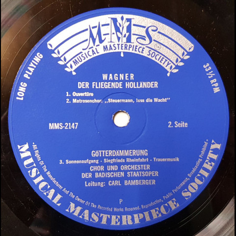 Richard Wagner / Badischer Staatsopernchor Und Orchester Der Badischen Staatsoper, Carl Bamberger - Chöre Und Orchestermusik Aus Götterdämmerung, Der Fliegende Holländer, Tannhäuser (1960) [1LP]