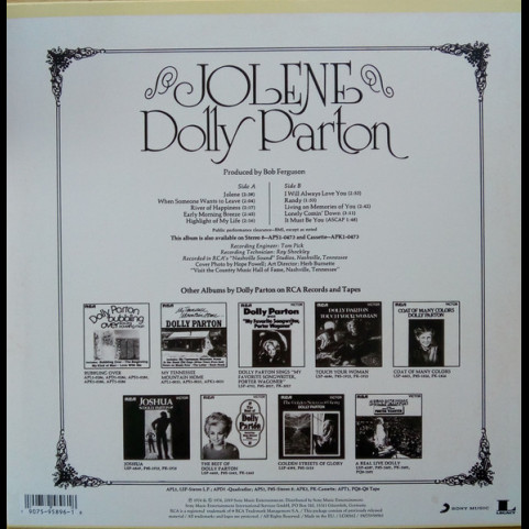 Dolly Parton - Jolene (2019) [1LP]