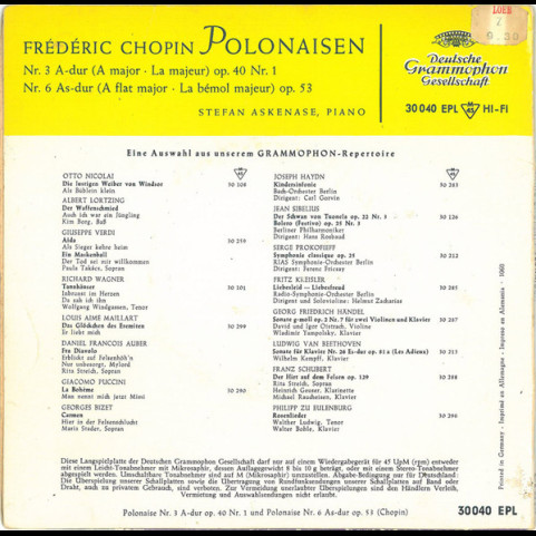 Frédéric Chopin, Stefan Askenase - Polonaisen Nr.3 A-dur, Nr.6 As-dur (1960) [7"]