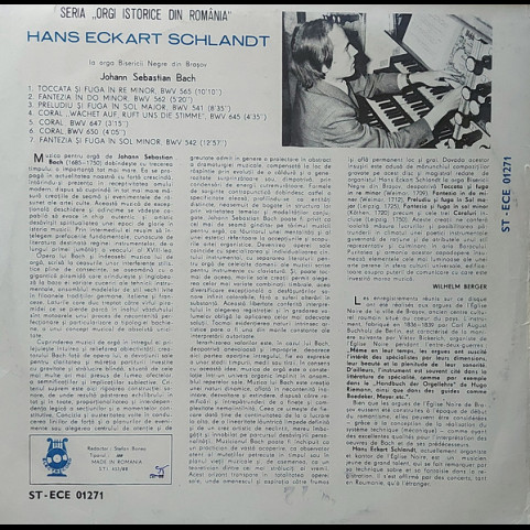 Hans-Eckart Schlandt / Johann Sebastian Bach - La Orga Bisericii Negre Din Brașov (1977) [1LP]