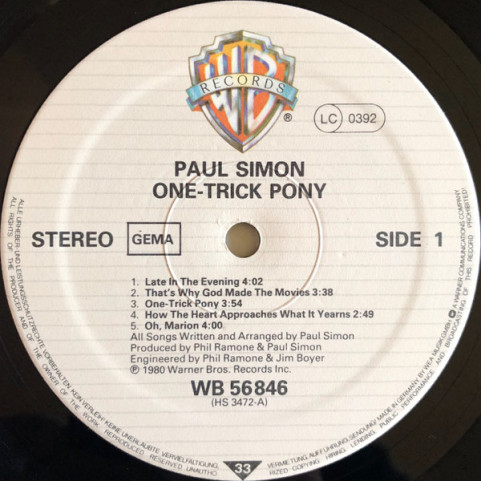 Paul Simon - One-Trick Pony (1980) [1LP]