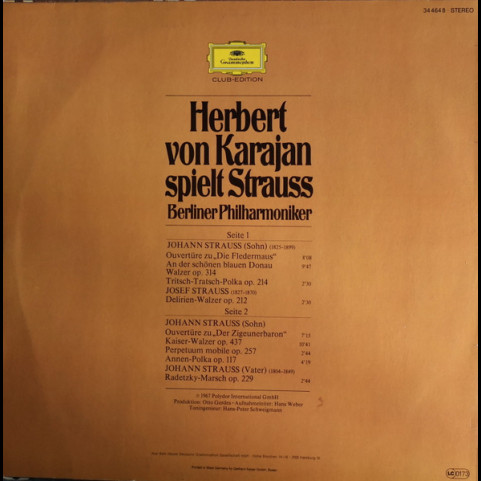 Herbert von Karajan Spielt Johann Strauss Jr., Berliner Philharmoniker - Herbert von Karajan Spielt Strauss (1978) [1LP]