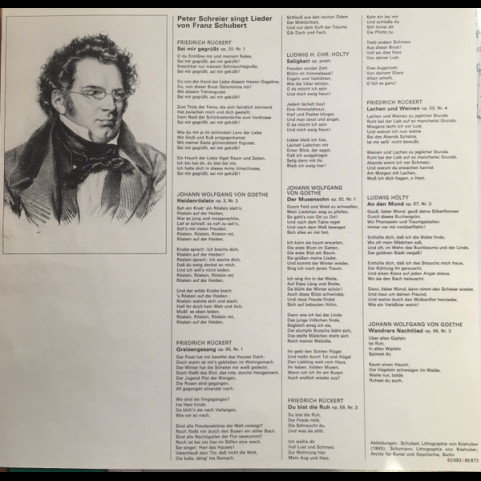 Peter Schreier, Franz Schubert, Robert Schumann - Ausgewählte Lieder (1976) [1LP]