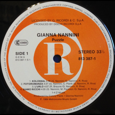 Gianna Nannini - Puzzle (1984) [1LP]