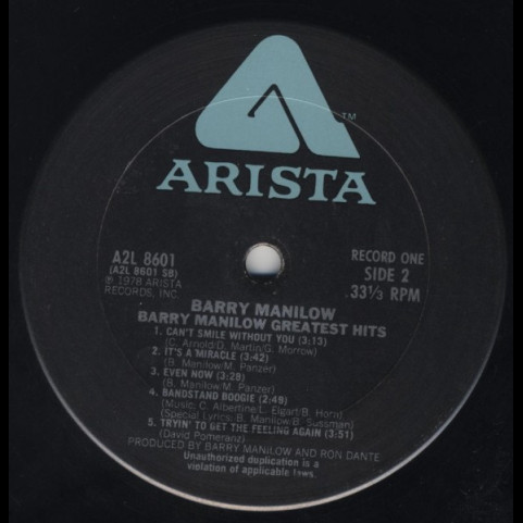 Barry Manilow - Greatest Hits (1978) [2LP]