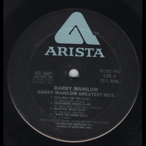 Barry Manilow - Greatest Hits (1978) [2LP]