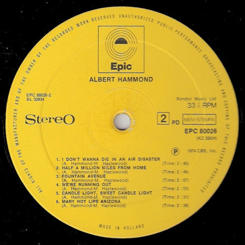 Albert Hammond - Albert Hammond (1974) [1LP]