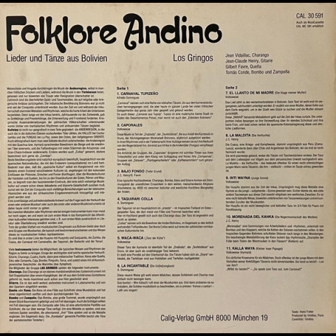 Los Gringos (4) - Folklore Andino. Lieder Und Tänze Aus Bolivien (1981) [1LP]