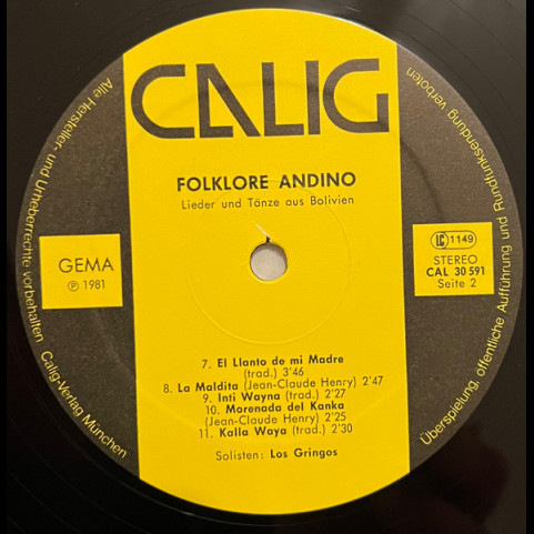 Los Gringos (4) - Folklore Andino. Lieder Und Tänze Aus Bolivien (1981) [1LP]