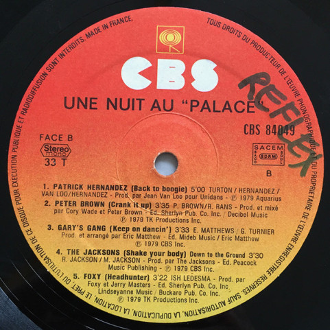 Various - Une Nuit Au Palace (1979) [1LP]