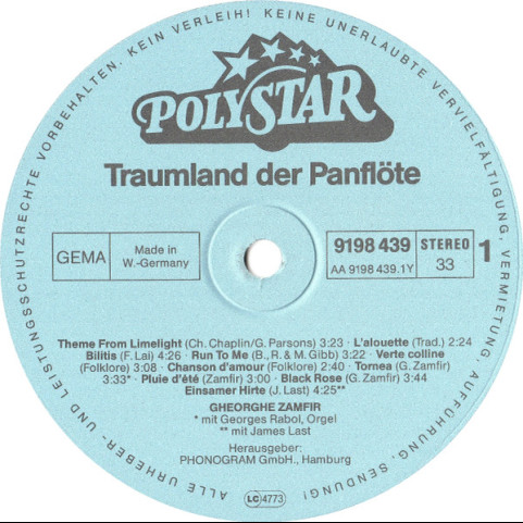 Gheorghe Zamfir - Traumland Der Panflöte - 20 Traumhafte Melodien (1979) [1LP]