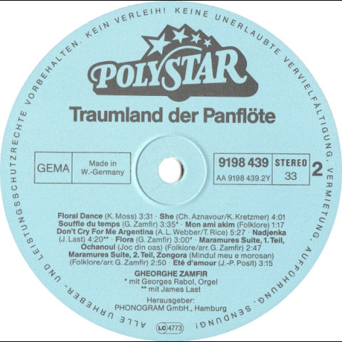 Gheorghe Zamfir - Traumland Der Panflöte - 20 Traumhafte Melodien (1979) [1LP]