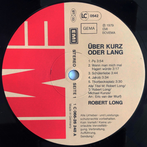 Robert Long - Über Kurz Oder Lang (1979) [1LP]