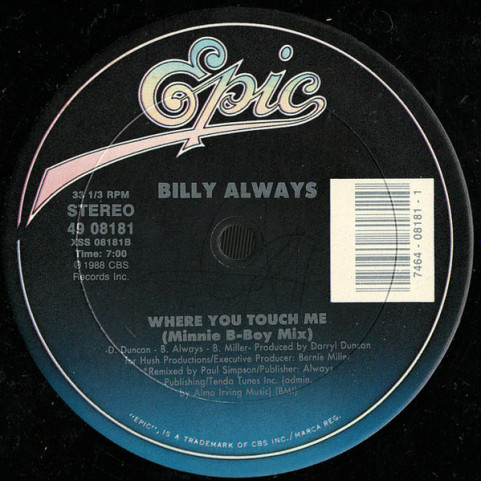 Billy Always - Where You Touch Me (1988) [12"]