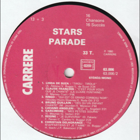 Various - 16 Chansons 16 Succès (Star Parade) (1980) [1LP]