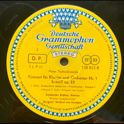 Pyotr Ilyich Tchaikovsky - Sviatoslav Richter ∙ Herbert von Karajan ∙ Wiener Symphoniker - Konzert Für Klavier Und Orchester Nr. 1 B-moll (1964) [1LP]