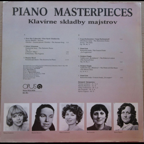 Pyotr Ilyich Tchaikovsky / Robert Schumann / Maurice Ravel / Frédéric Chopin / Franz Liszt / Sergei Vasilyevich Rachmaninoff - Piano Masterpieces (1983) [1LP]