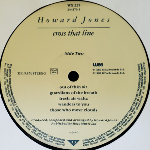 Howard Jones - Cross That Line (1989) [1LP]