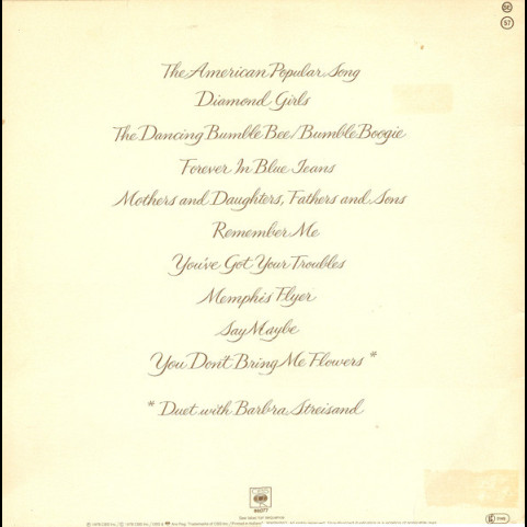 Neil Diamond - You Don't Bring Me Flowers (1978) [1LP]
