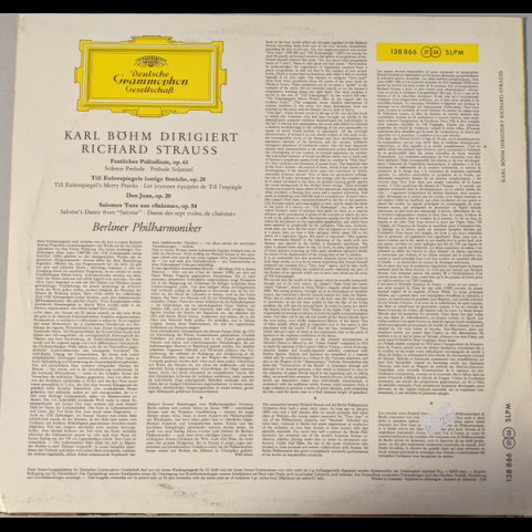 Karl Böhm Dirigiert Richard Strauss – Berliner Philharmoniker - Festliches Präludium · Till Eulenspiegel · Don Juan · Salomes Tanz (1963) [1LP]