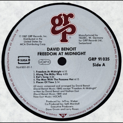 David Benoit - Freedom At Midnight (1987) [1LP]