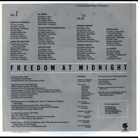 David Benoit - Freedom At Midnight (1987) [1LP]