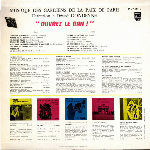 Musique Des Gardiens De La Paix - Ouvrez Le Ban (1960) [1LP]