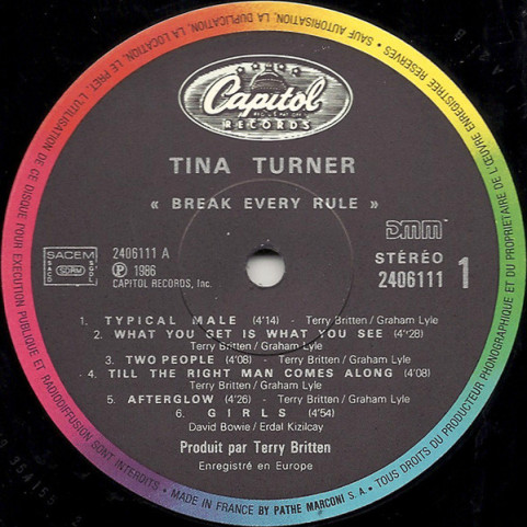 Tina Turner - Break Every Rule (1986) [1LP]